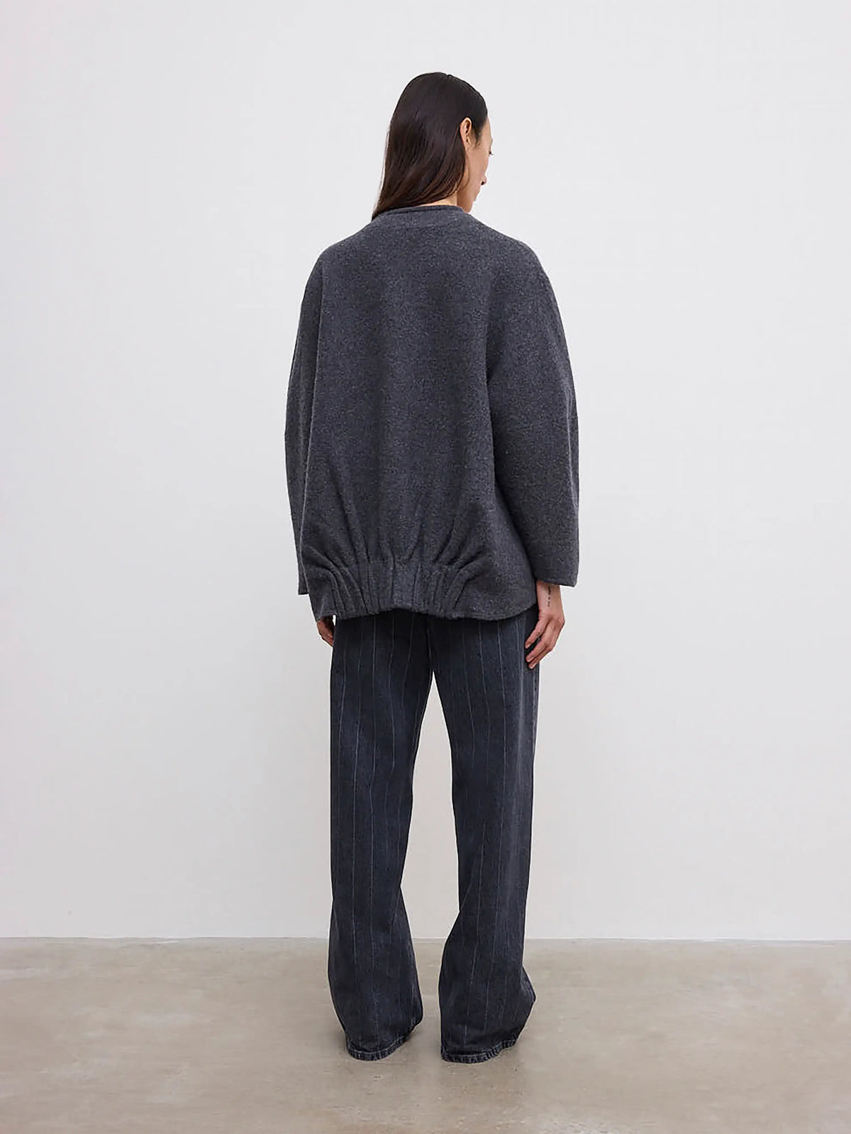 Long Wool Cardigan: Anthracite Grey