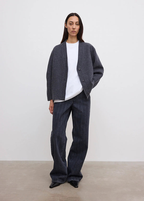Long Wool Cardigan: Anthracite Grey