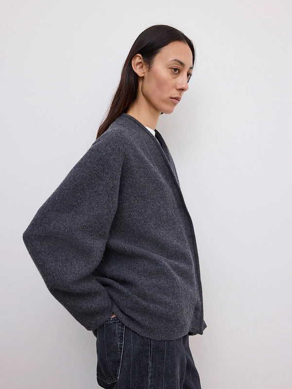 Long Wool Cardigan: Anthracite Grey