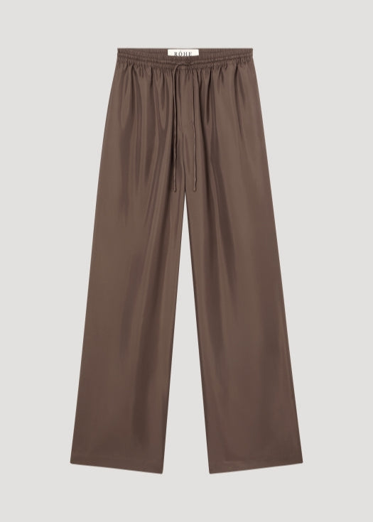 RELAXED SILK TROUSRES: TAUPE