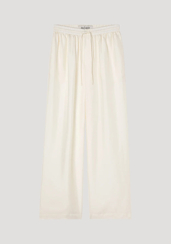 WIDE LEG SILK TROUSERS: CREAM