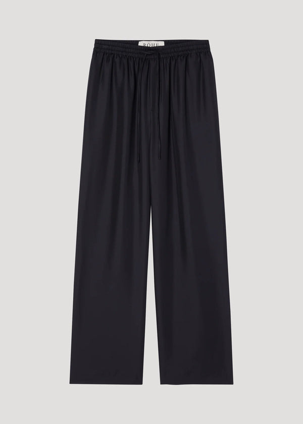 WIDE LEG SILK TROUSERS: BLACK