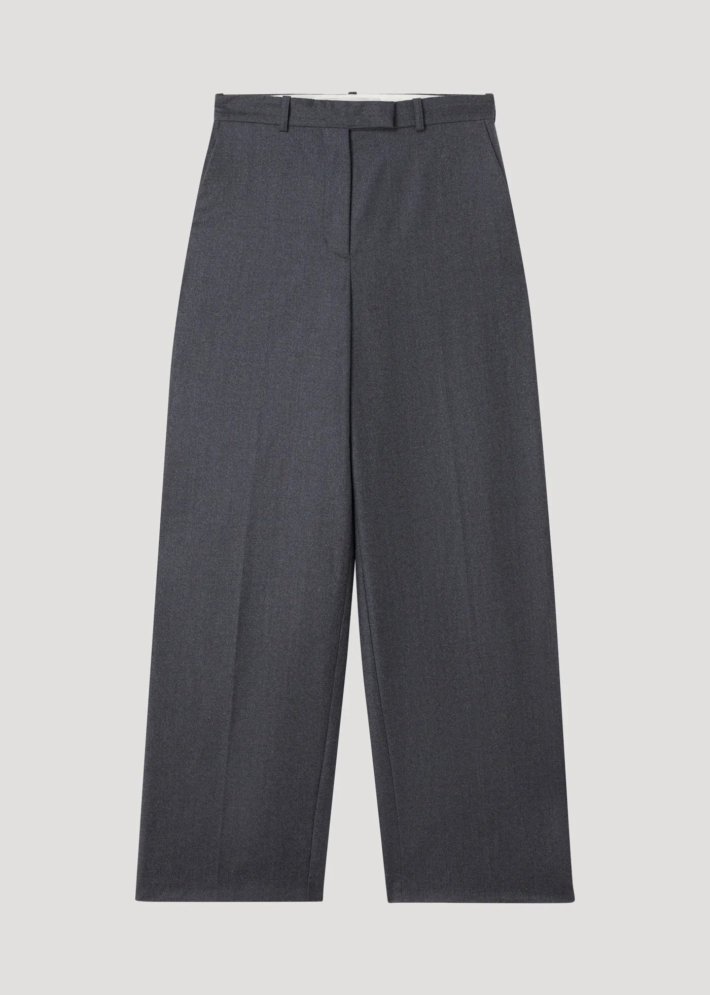 WIDE LEG TROUSERS: DARK GREY MELANGE