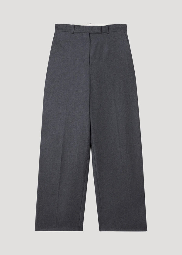WIDE LEG TROUSERS: DARK GREY MELANGE