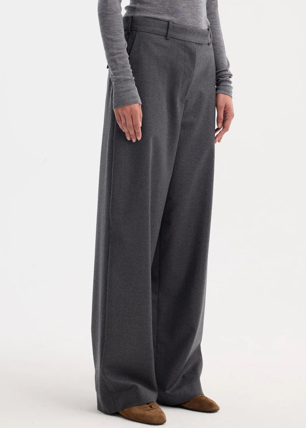 WIDE LEG TROUSERS: DARK GREY MELANGE