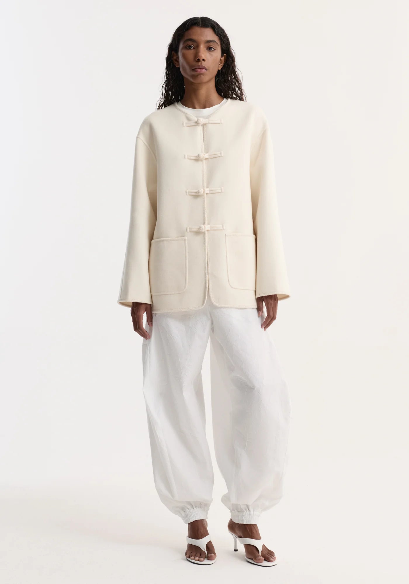 Double-faced wool pankou jacket: off white