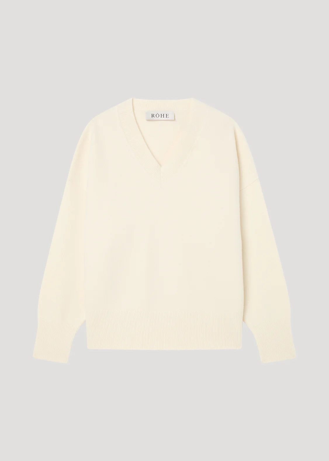 CLASSIC V-NECK JUMPER: OFF-WHITE