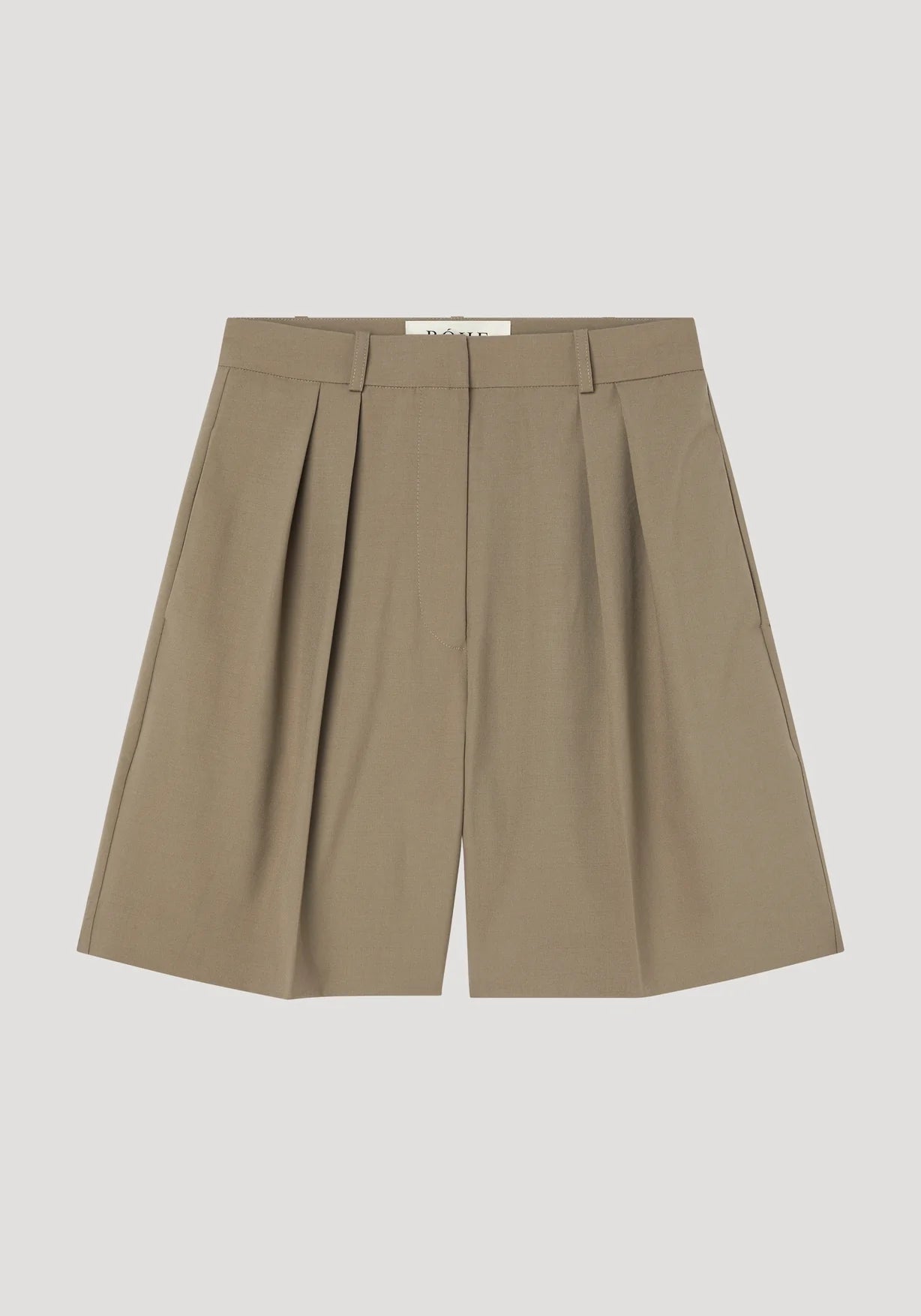 TAILORED WIDE LEG SHORTS: KHAKI