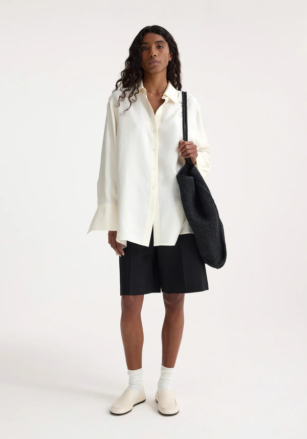 DECONSTRUCTED SILK SHIRT: CREAM