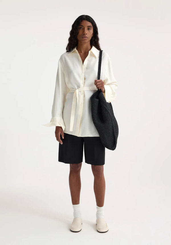 DECONSTRUCTED SILK SHIRT: CREAM
