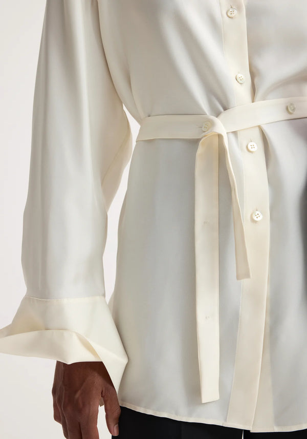 DECONSTRUCTED SILK SHIRT: CREAM