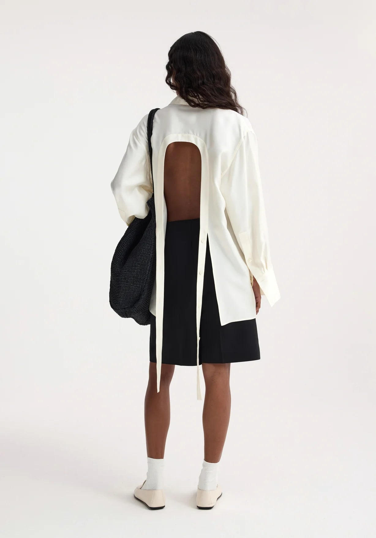 DECONSTRUCTED SILK SHIRT: CREAM