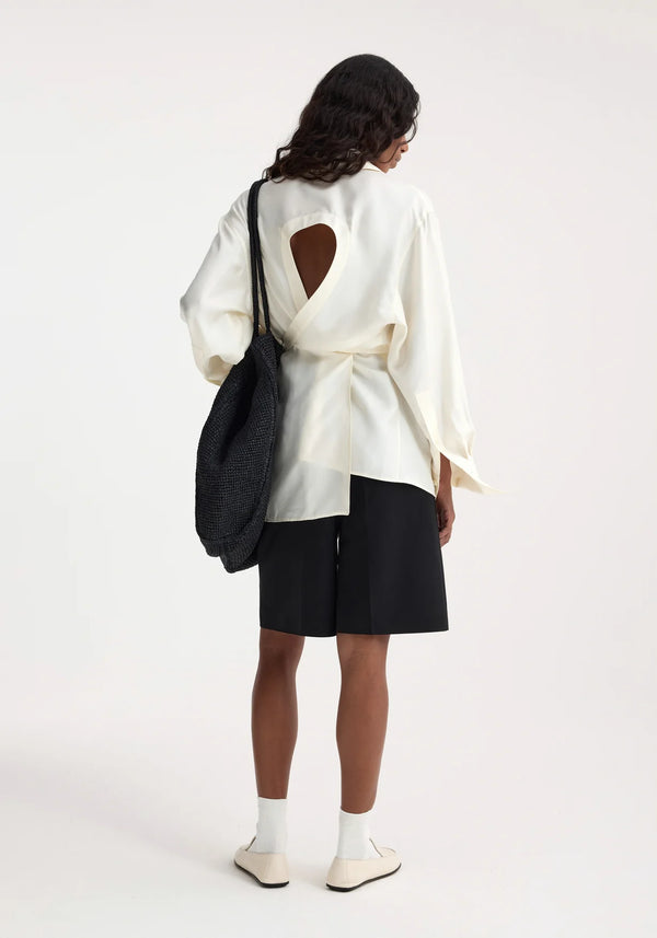 DECONSTRUCTED SILK SHIRT: CREAM