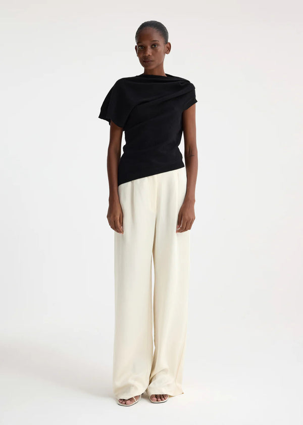 DECONSTRUCTED KNITTED TOP: BLACK