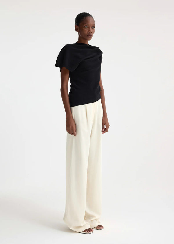 DECONSTRUCTED KNITTED TOP: BLACK