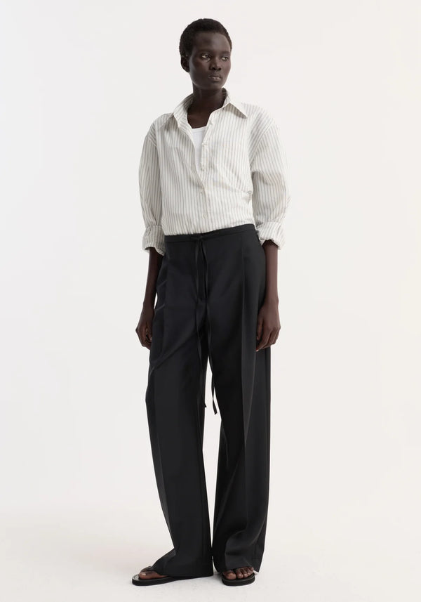 Relaxed Drawstring Trousers: Black