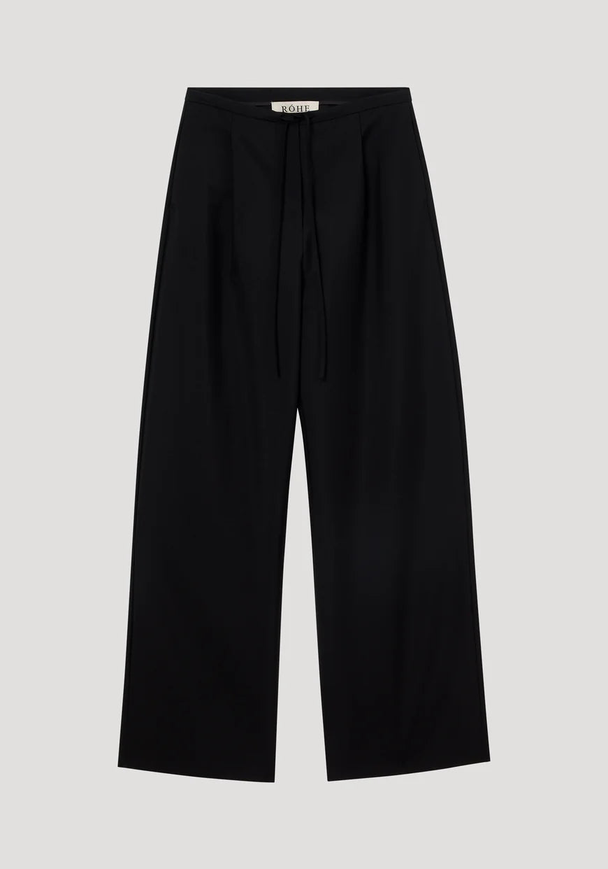 Relaxed Drawstring Trousers: Black
