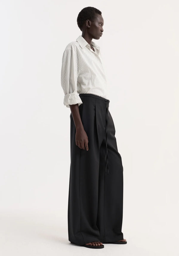 Relaxed Drawstring Trousers: Black
