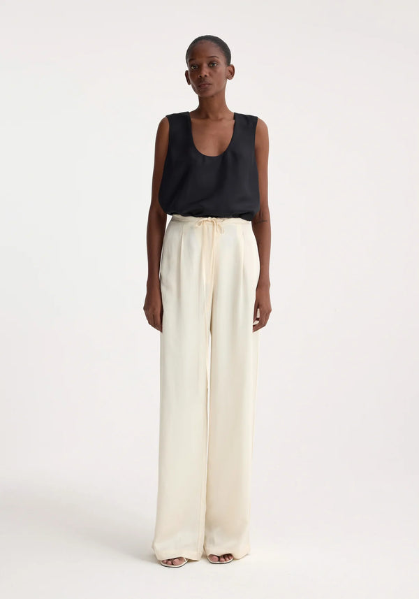 RELAXED DRAWSTRING TROUSERS: PEARL