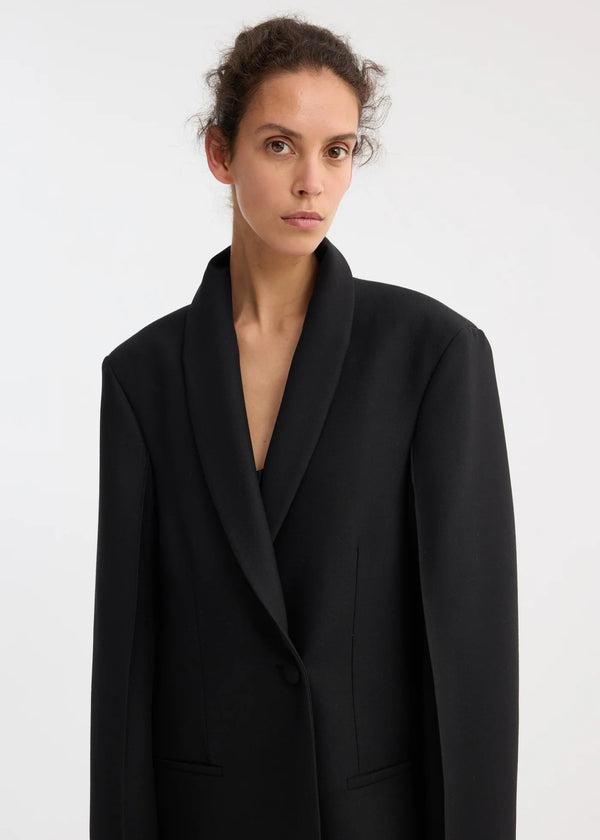 SIGNATURE OPERA COAT: BLACK