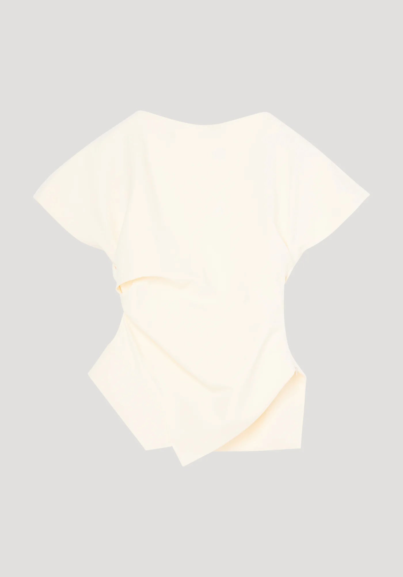 DRAPED LAPEL TOP: OFF WHITE