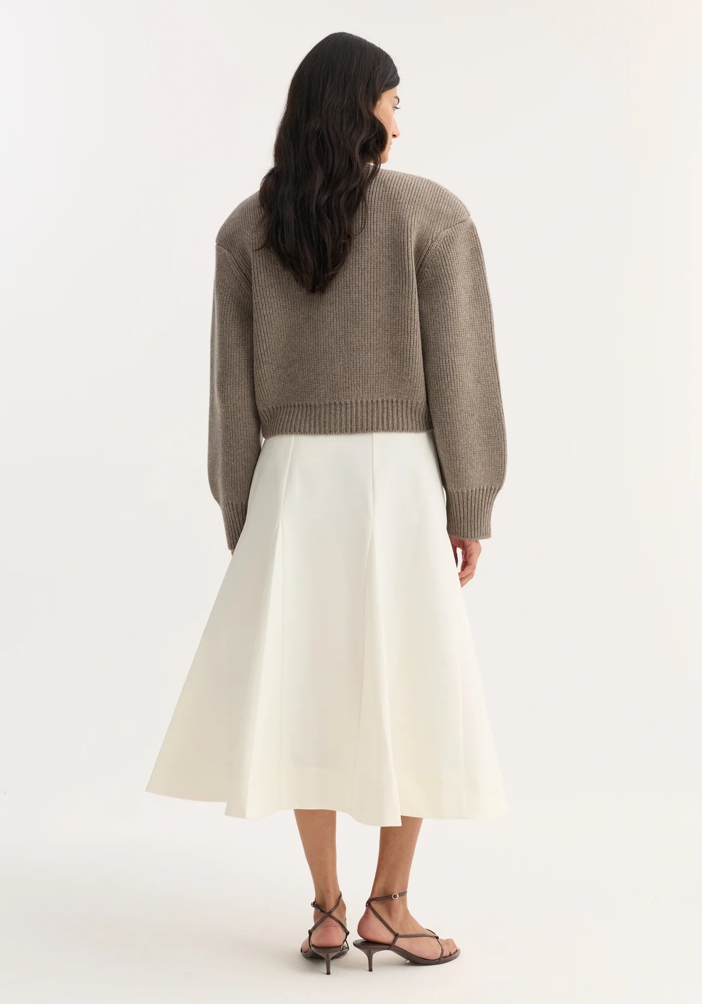 Statement shoulder cardigan: clay melange