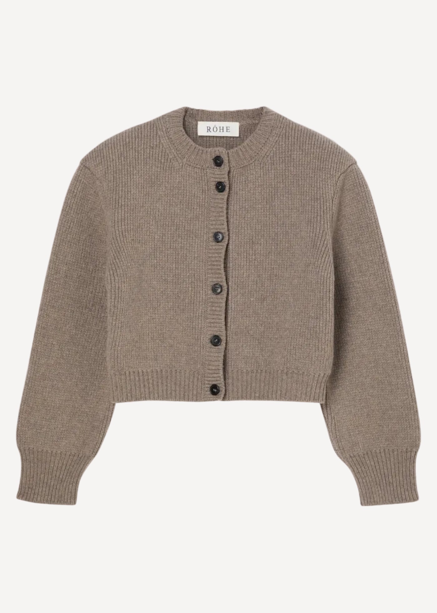 Statement shoulder cardigan: clay melange
