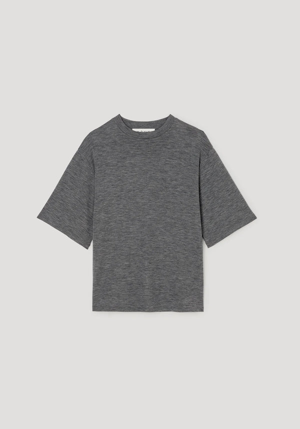 oversized soft merino t-shirt: dark grey melange