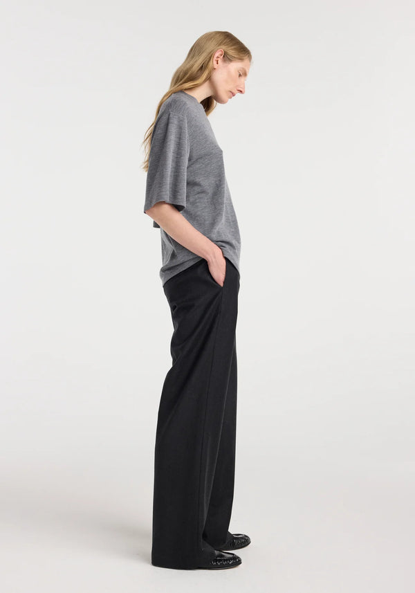 oversized soft merino t-shirt: dark grey melange