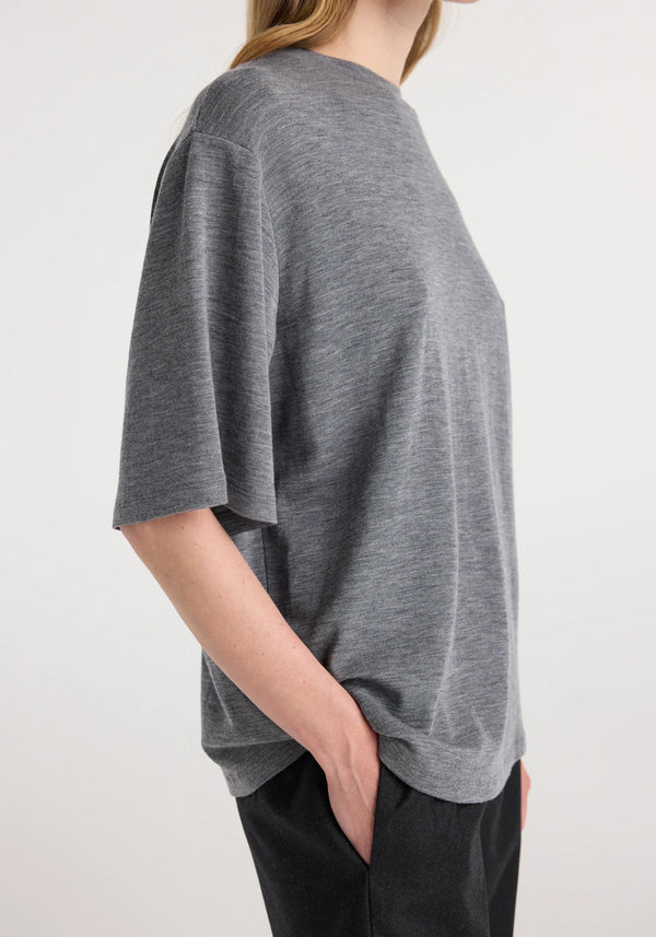 oversized soft merino t-shirt: dark grey melange