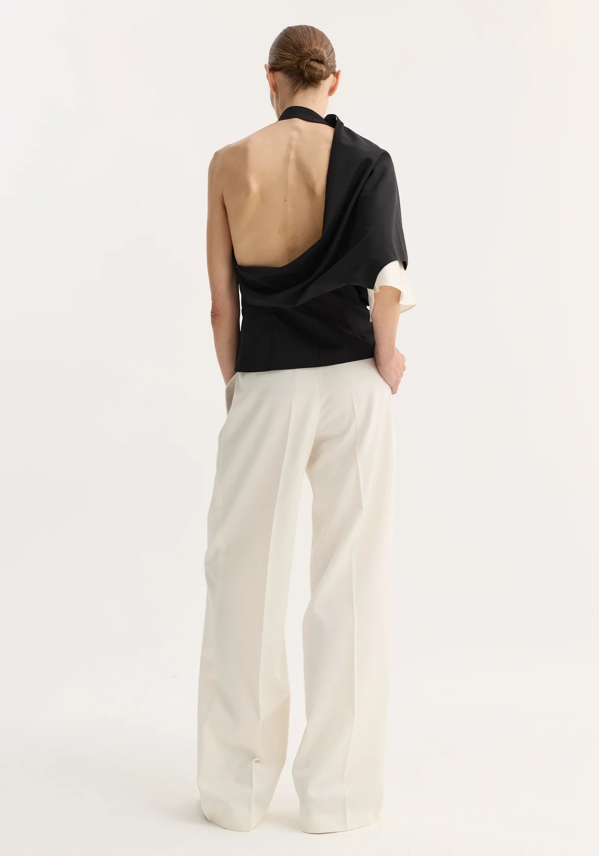 DRAPED OPEN BACK TOP: BLACK