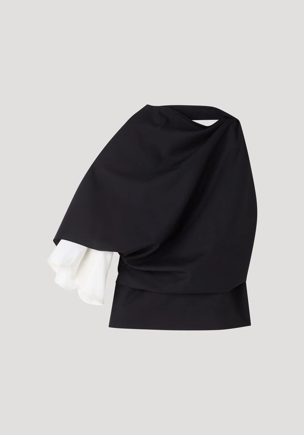 DRAPED OPEN BACK TOP: BLACK