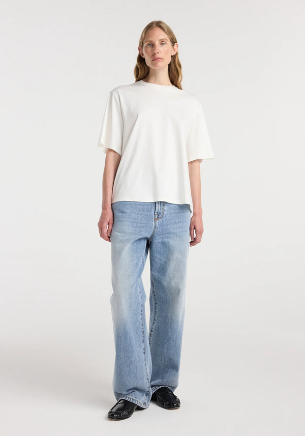 Oversized cotton silk t-shirt: off white