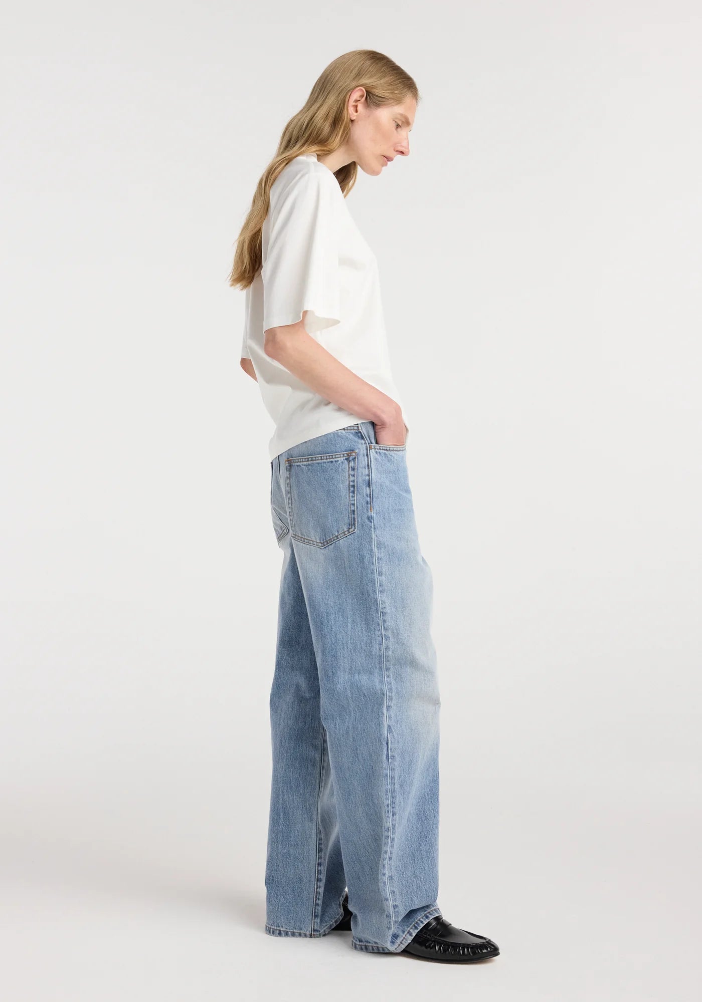 Oversized cotton silk t-shirt: off white