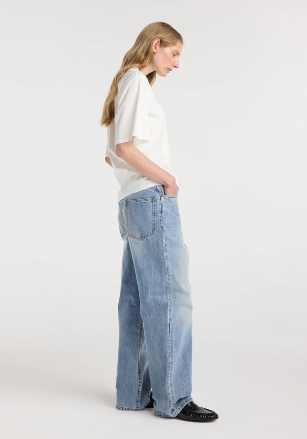 Oversized cotton silk t-shirt: off white