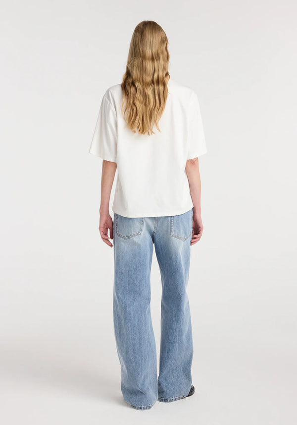 Oversized cotton silk t-shirt: off white