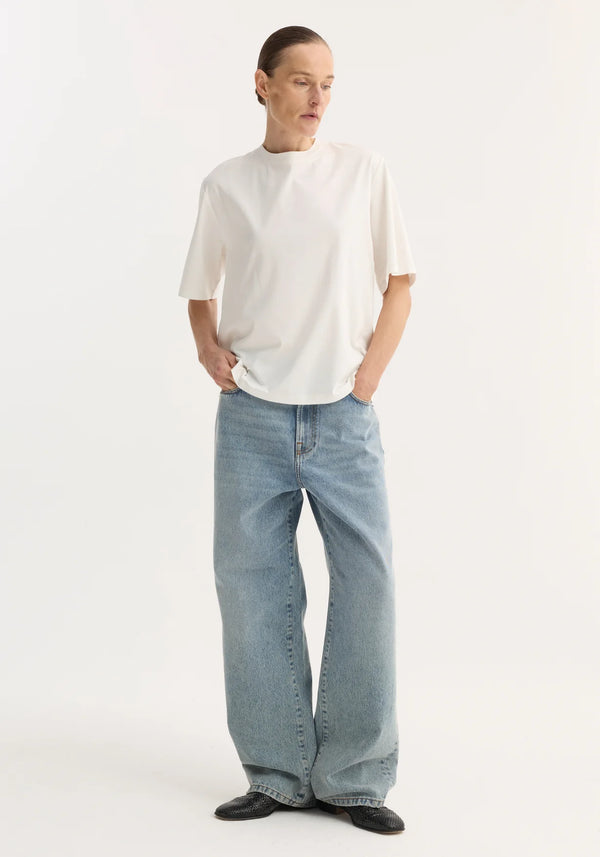Oversized cotton silk t-shirt: off white