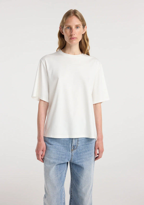 Oversized cotton silk t-shirt: off white