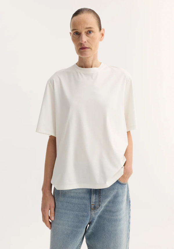 Oversized cotton silk t-shirt: off white