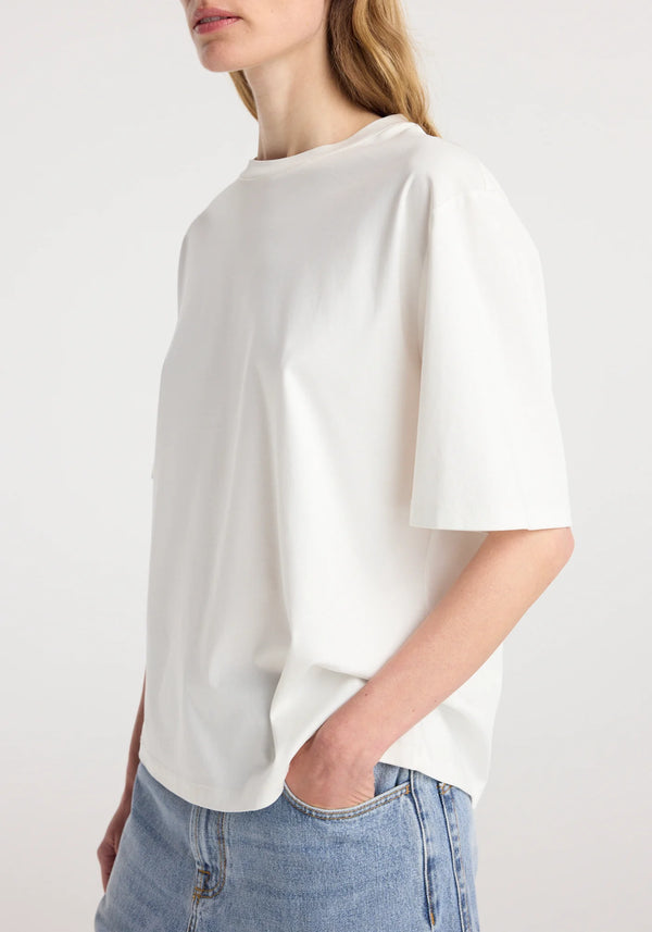 Oversized cotton silk t-shirt: off white