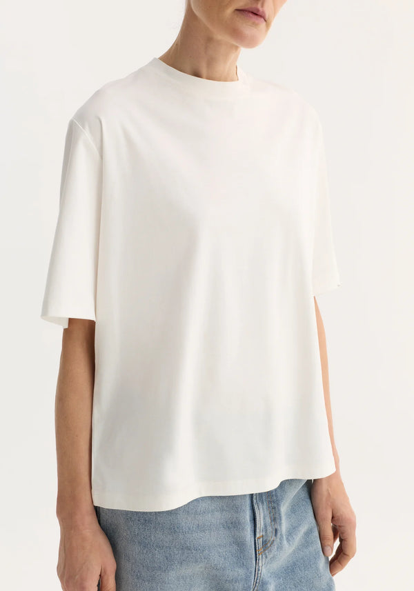 Oversized cotton silk t-shirt: off white