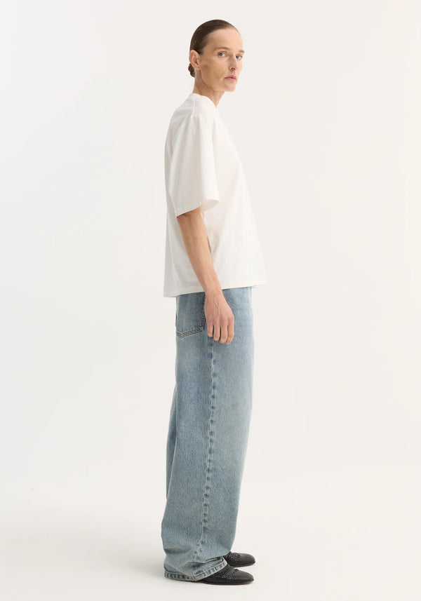 Oversized cotton silk t-shirt: off white