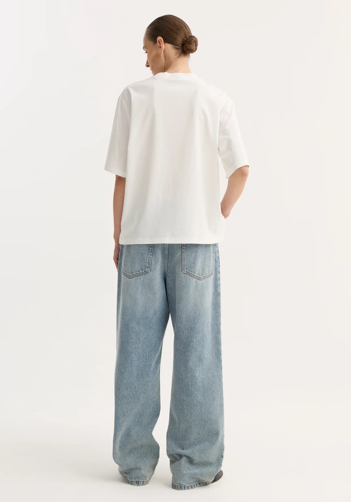 Oversized cotton silk t-shirt: off white