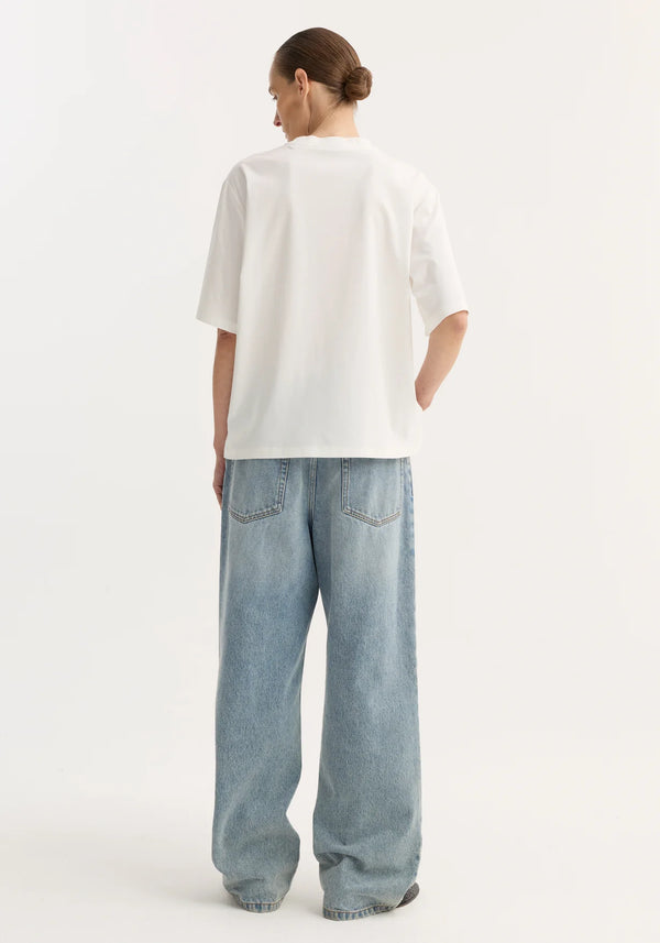 Oversized cotton silk t-shirt: off white