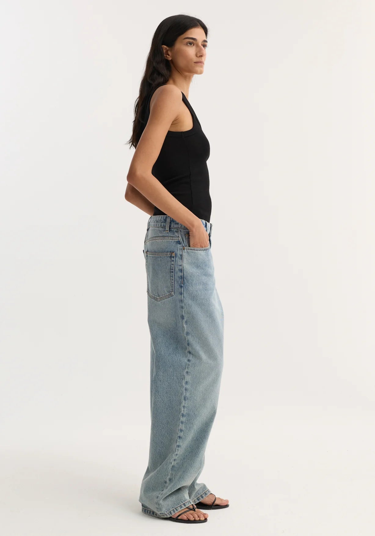 Merino scoop neck top: Black
