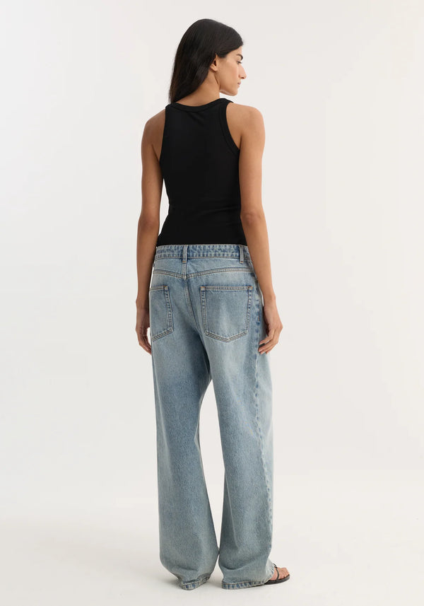 Merino scoop neck top: Black