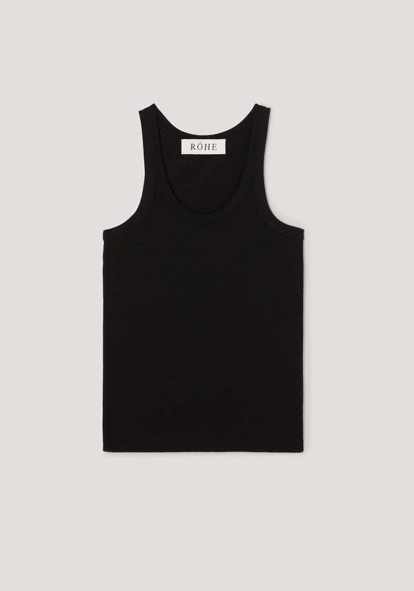 merino scoop neck top: black