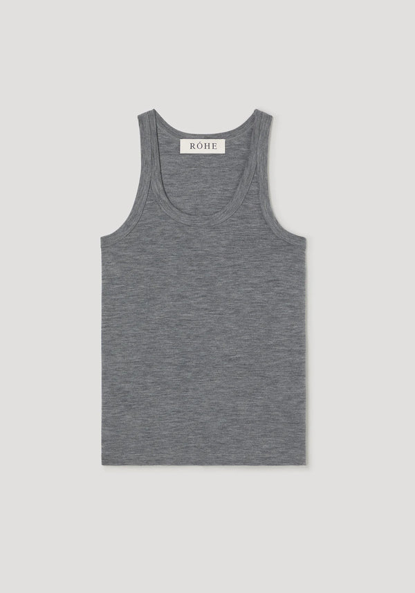 merino scoop neck top: mid grey melange