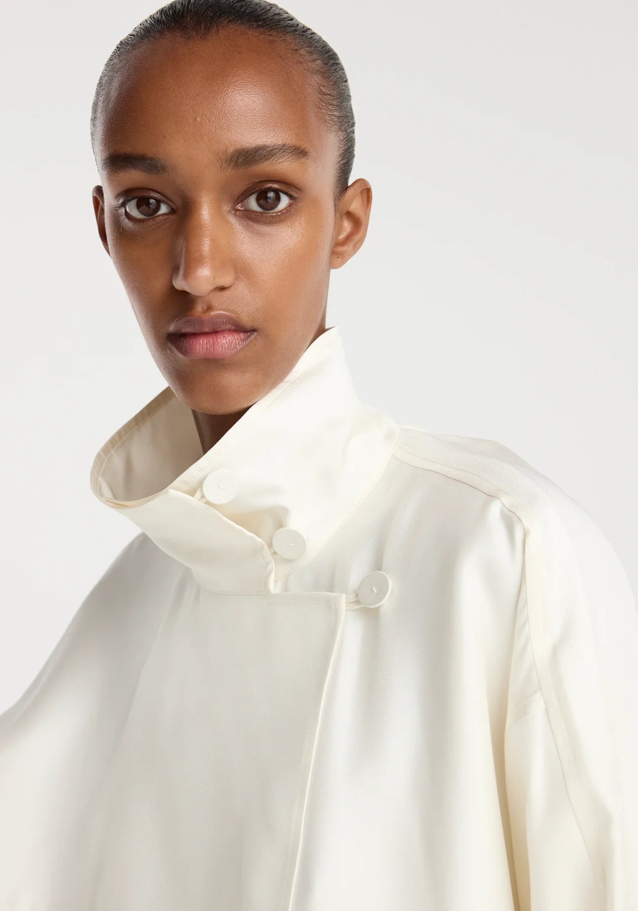 silk blouson anorak: cream