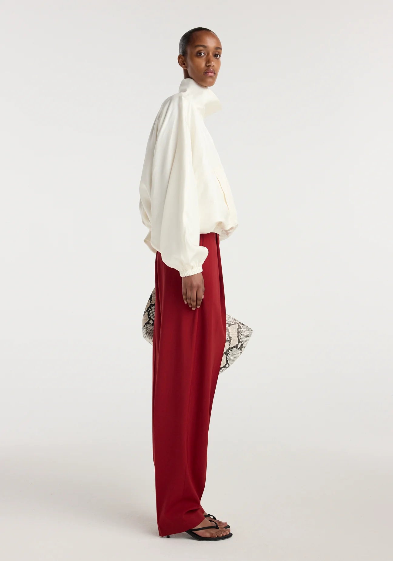 silk blouson anorak: cream